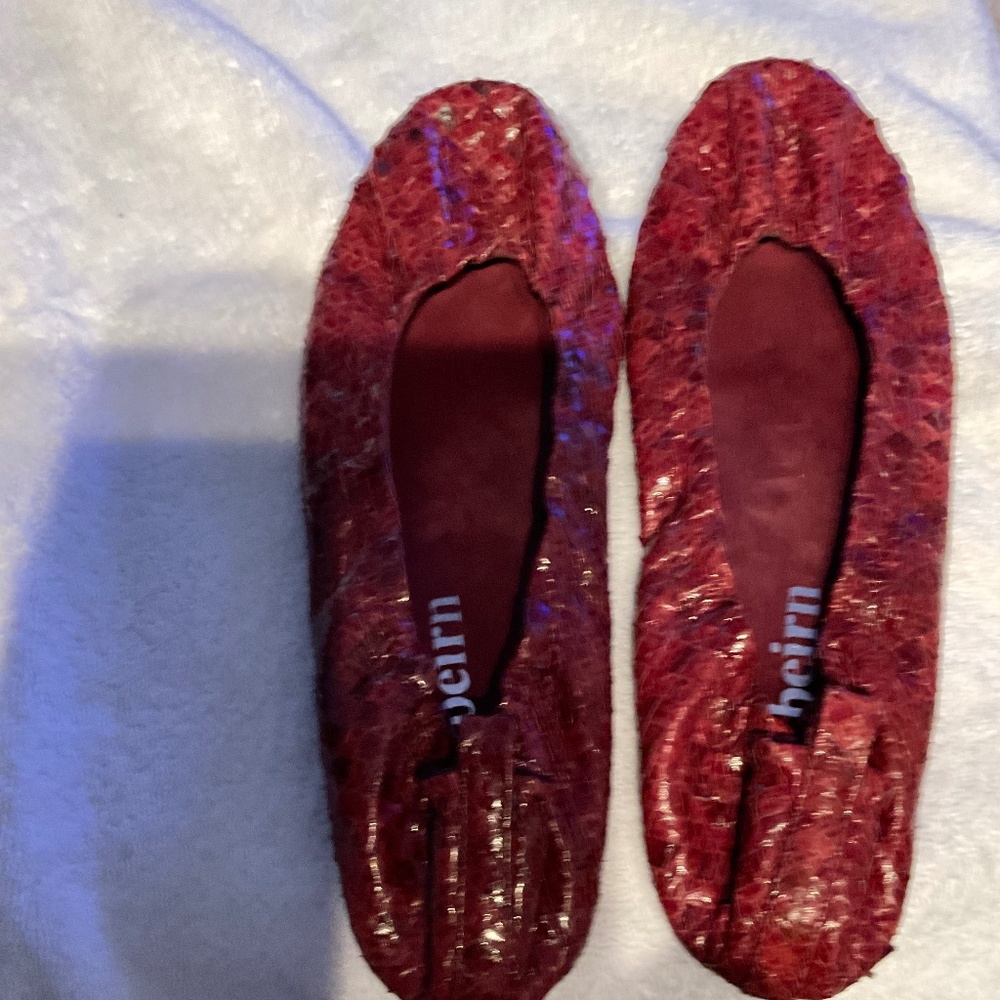 Beirn Wine Red Snake Ballet Slipper